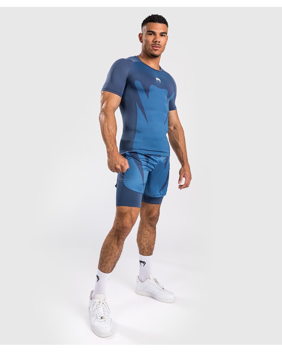 Venum Aanval Rashguard Voor Heren Met Korte Mouwen - Marineblauw