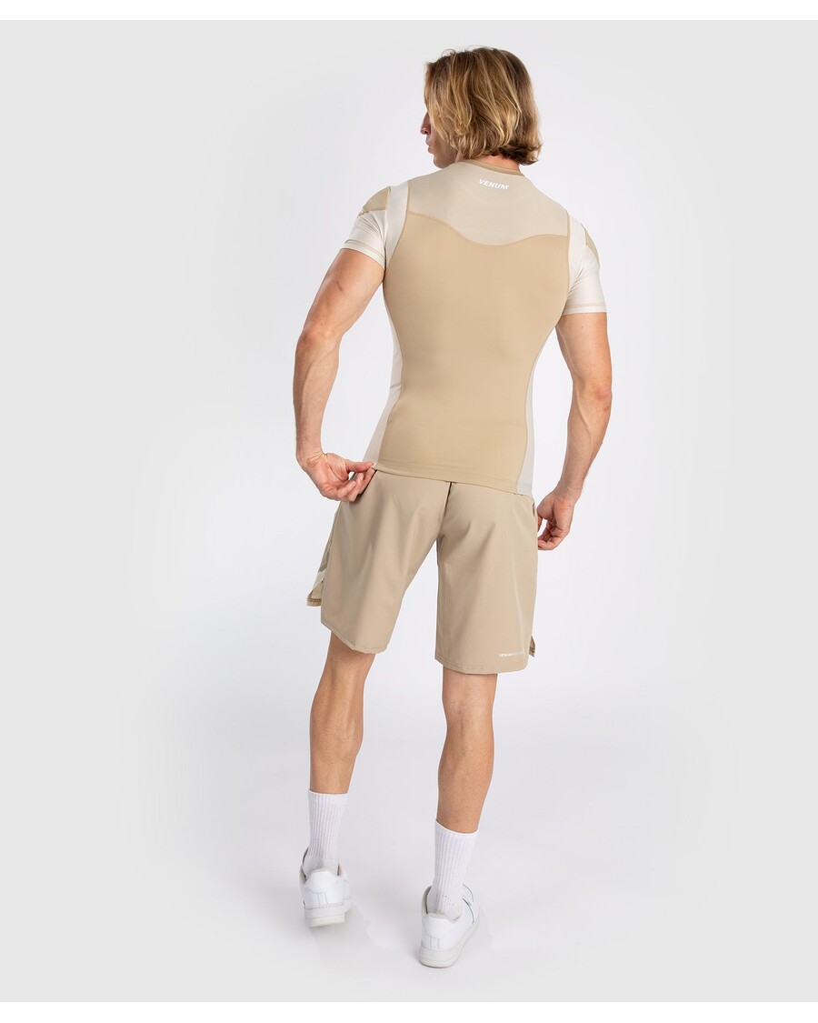 Venum Tempest Rashguard Voor Heren Met Korte Mouwen - Beige/zand