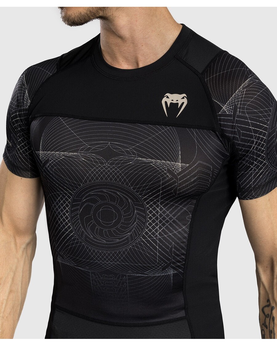Venum G-fit Air Pánský Rashguard S Krátkým Rukávem - Tmavě černý/pouštní Písek