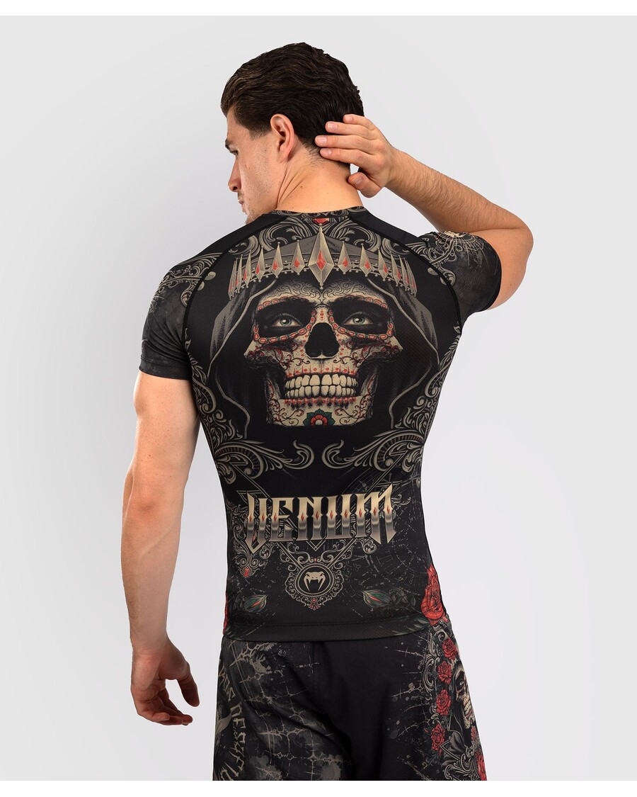 Venum Santa Muerte 5.0 Moški Rashguard S Kratkimi Rokavi - Temno črna/zlata