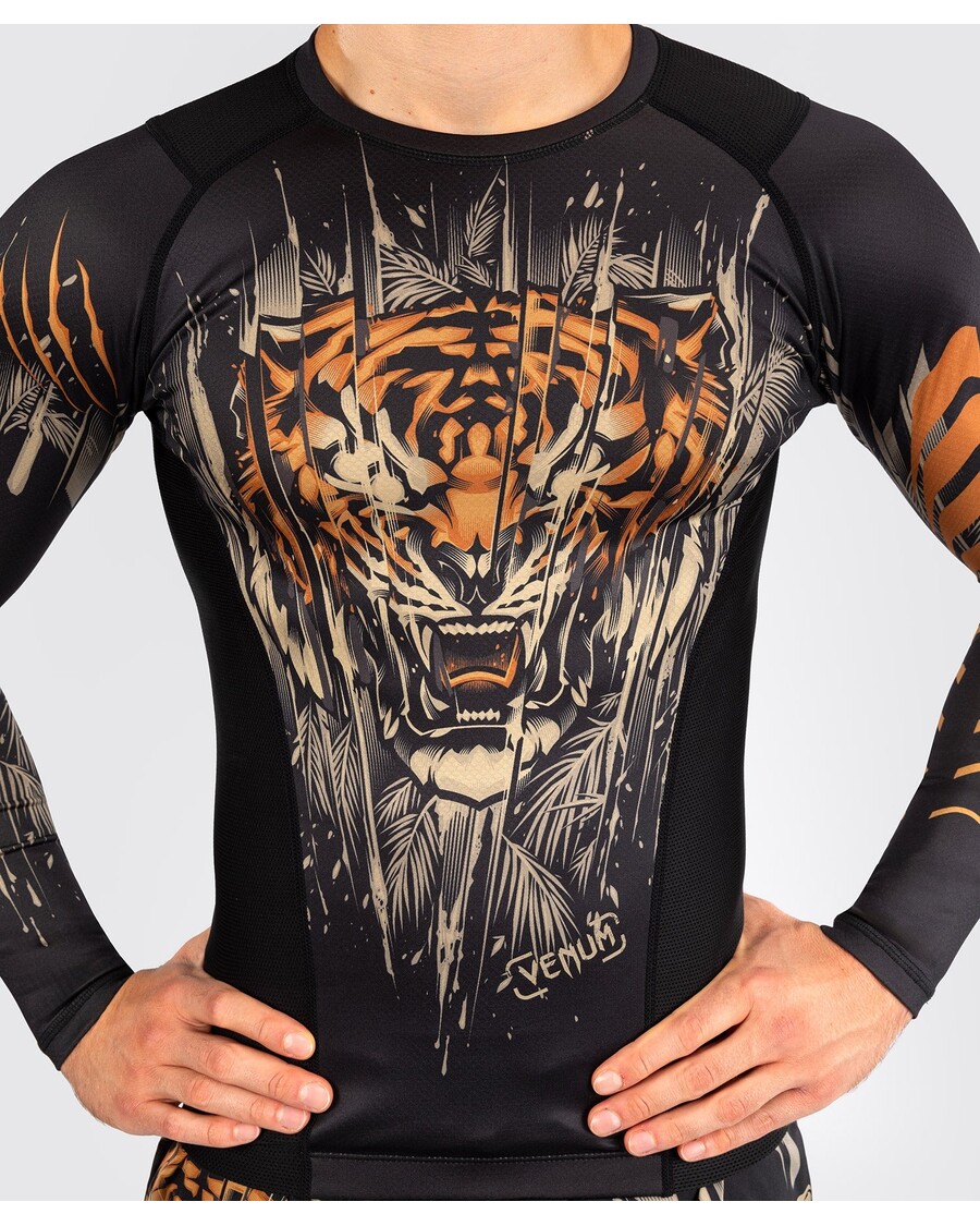 Venum Tiger Moški Rashguard Z Dolgimi Rokavi - črn/neon Oranžen