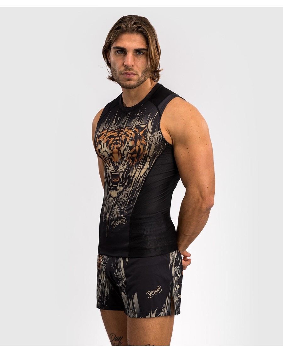 Rashguard Senza Maniche Da Uomo Venum Tiger - Nero/arancione Neon