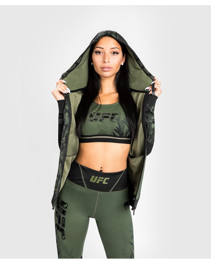 UFC Venum Authentic Fight Week Women's Zip Hoodie - Khaki