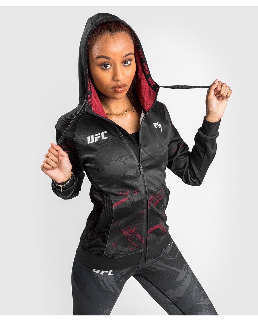 Hoodie Zip Wanita Ufc Venum Authentic Pertarungan Minggu 2.0 - Hitam/merah