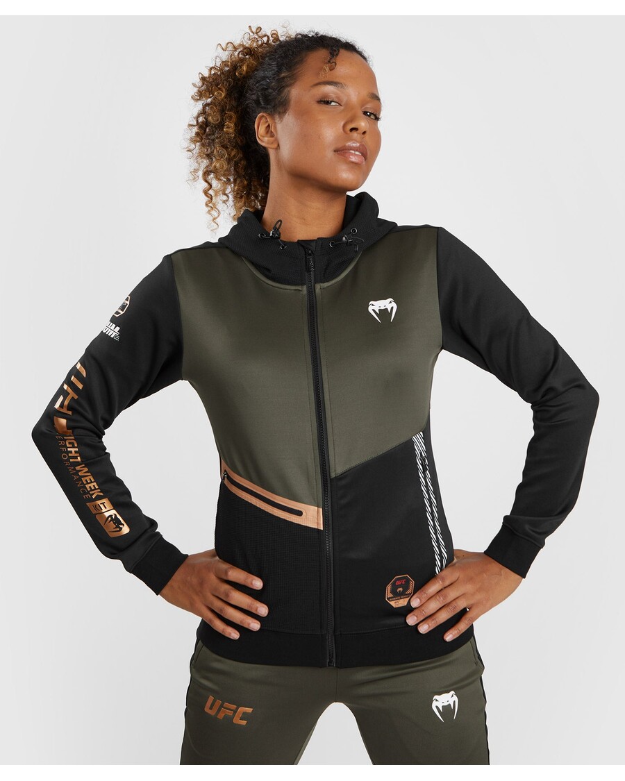 Ufc Adrenaline By Venumfight Week Hoodie Zip Wanita - Khaki/perunggu