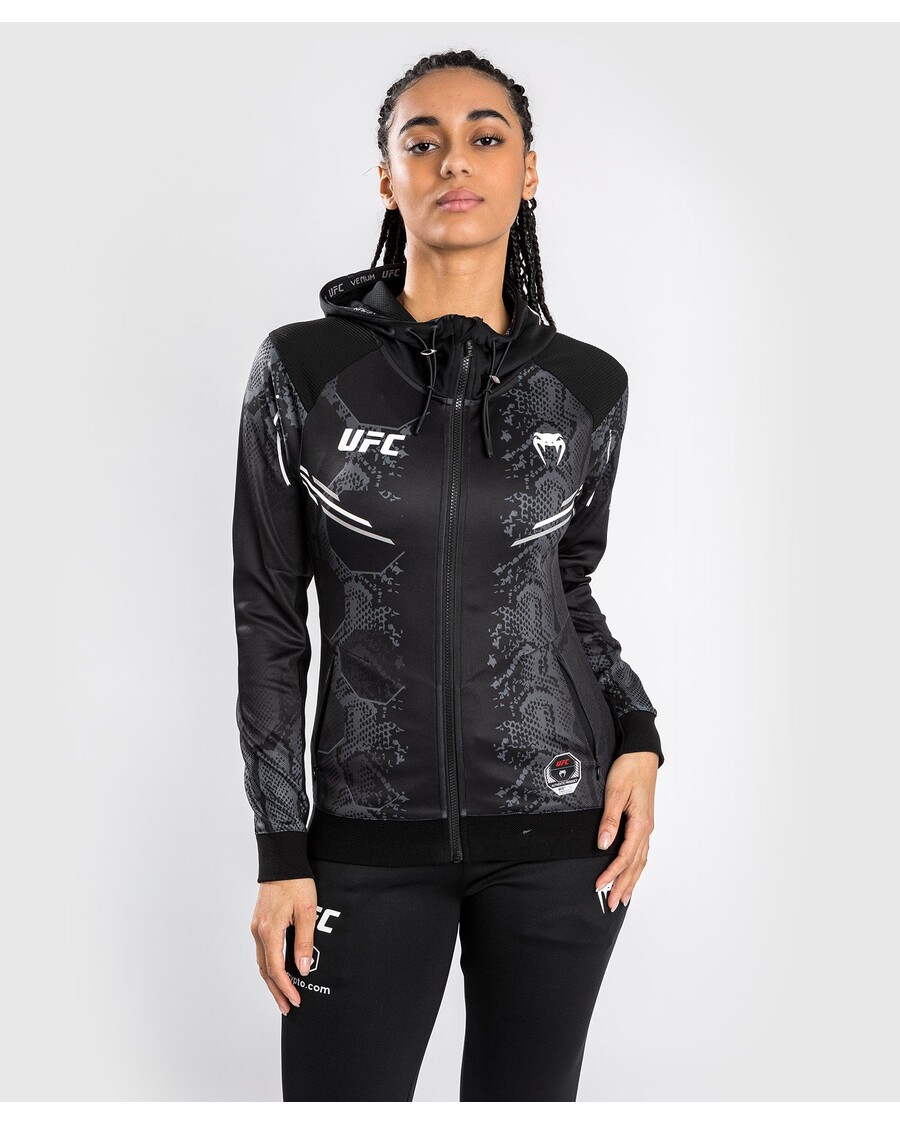 Ufc Adrenaline By Venum Authenticfight Night Hoodie Walkout Wanita - Hitam