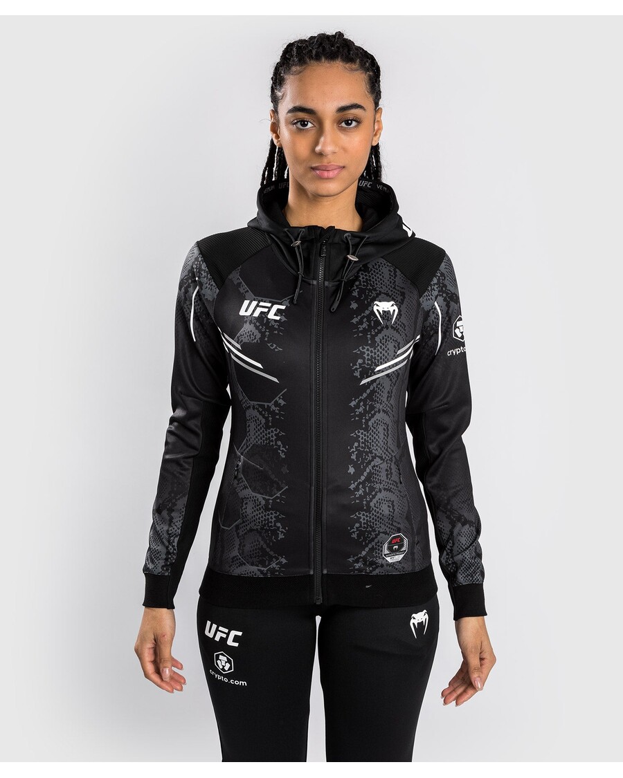 سترة بغطاء للرأس للسيدات من UFC Adrenaline By Venum أصلية مخصصة للقتال الليلي - أسود