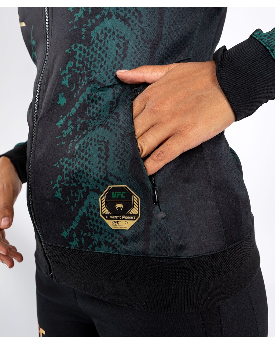 Sudadera Con Capucha Para Mujer Ufc Adrenaline By Venum Personalizada Auténtica Fight Night - Edición Esmeralda - Verde/negro/do