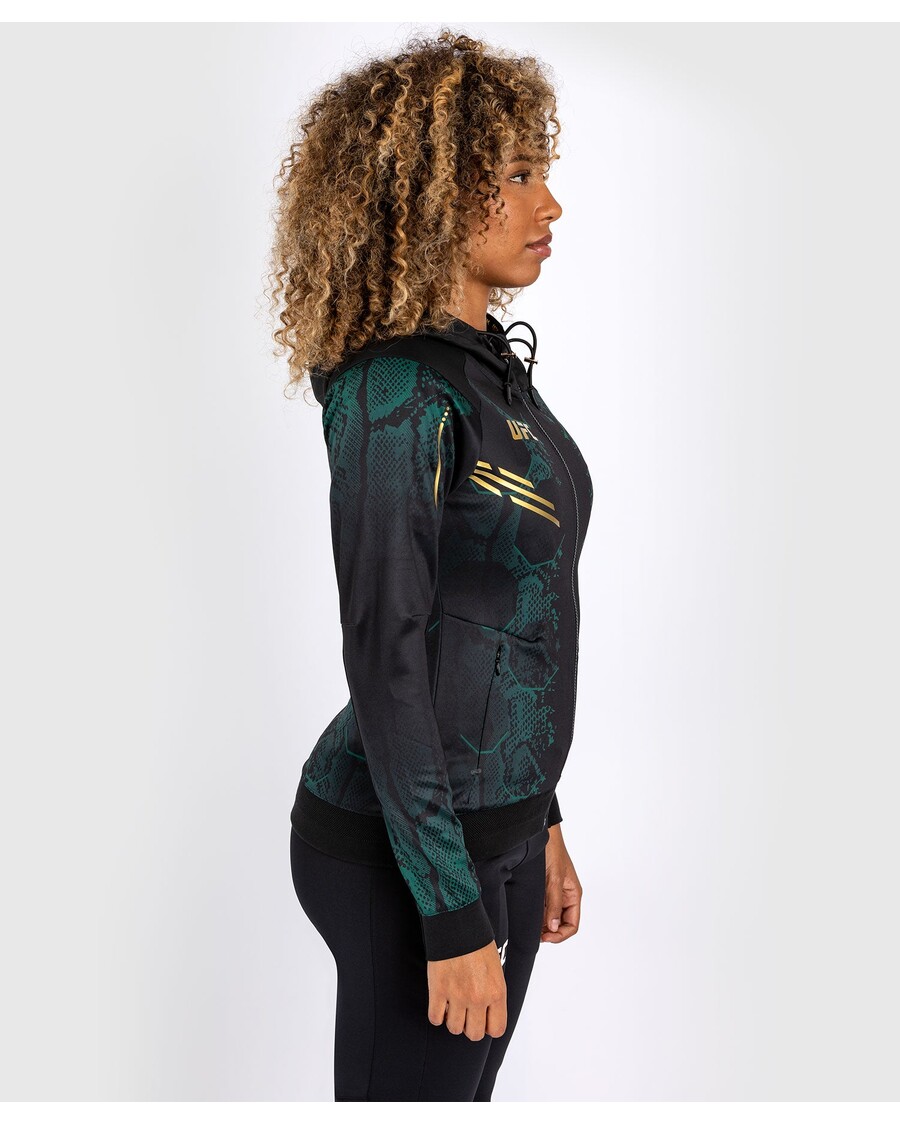 Sudadera Con Capucha Para Mujer Ufc Adrenaline By Venum Personalizada Auténtica Fight Night - Edición Esmeralda - Verde/negro/do