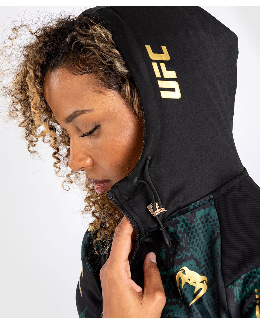 Sudadera Con Capucha Para Mujer Ufc Adrenaline By Venum Personalizada Auténtica Fight Night - Edición Esmeralda - Verde/negro/do