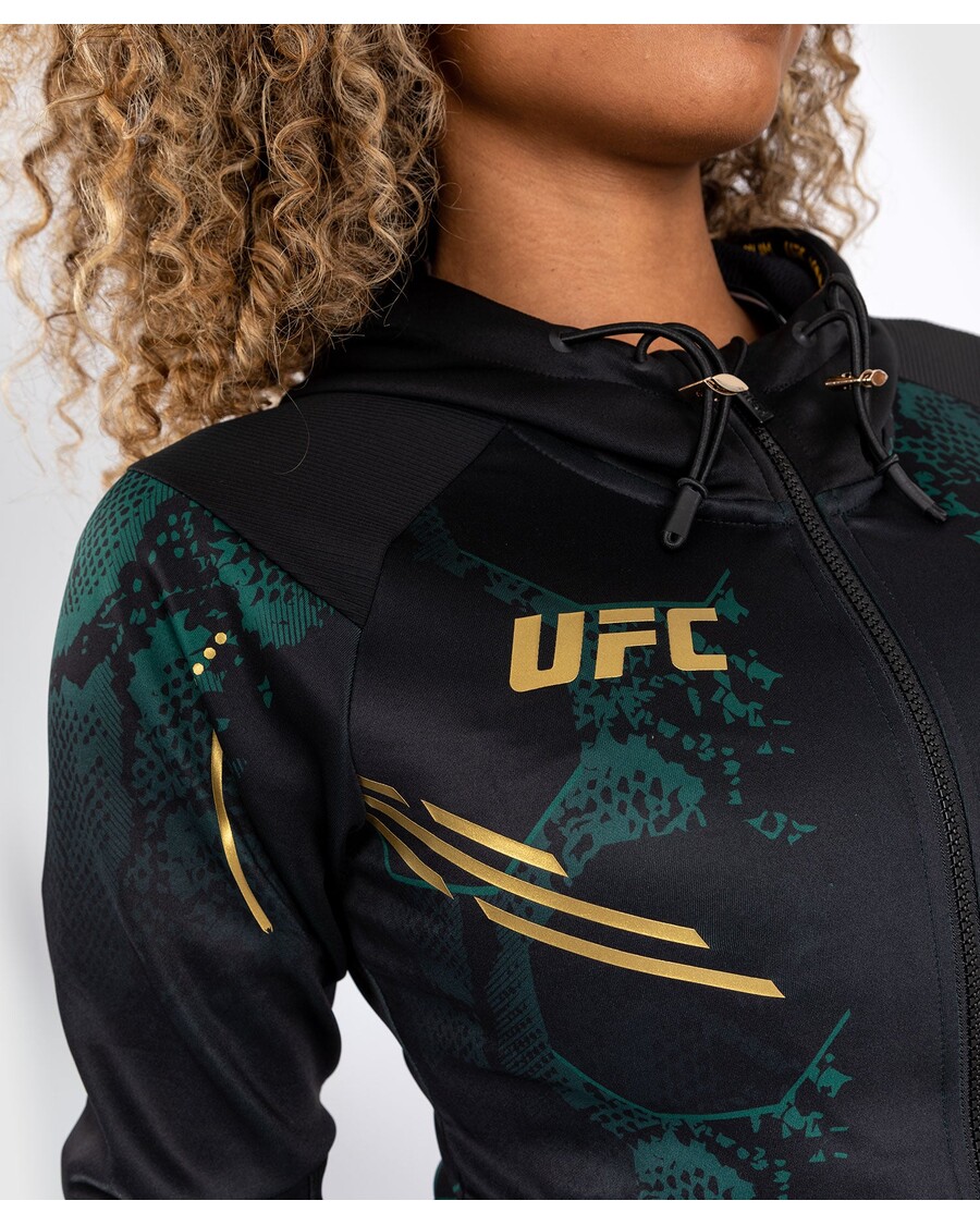 Sudadera Con Capucha Para Mujer Ufc Adrenaline By Venum Personalizada Auténtica Fight Night - Edición Esmeralda - Verde/negro/do