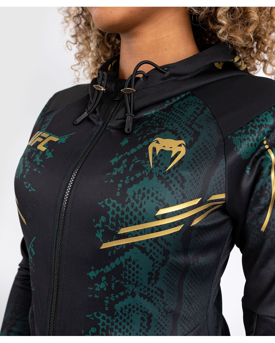 Sudadera Con Capucha Para Mujer Ufc Adrenaline By Venum Personalizada Auténtica Fight Night - Edición Esmeralda - Verde/negro/do