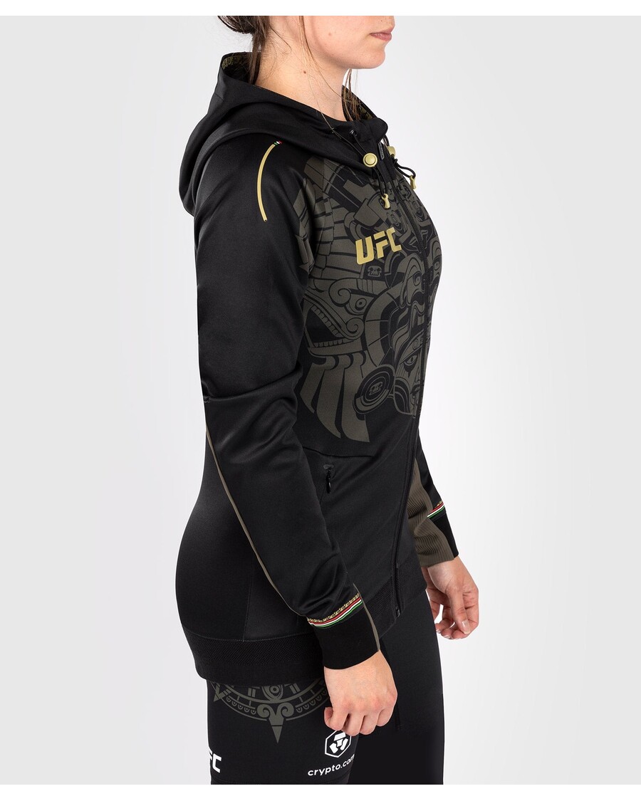 سترة بغطاء للرأس للسيدات من UFC Noche By Venum أصلية مخصصة للقتال الليلي - أسود