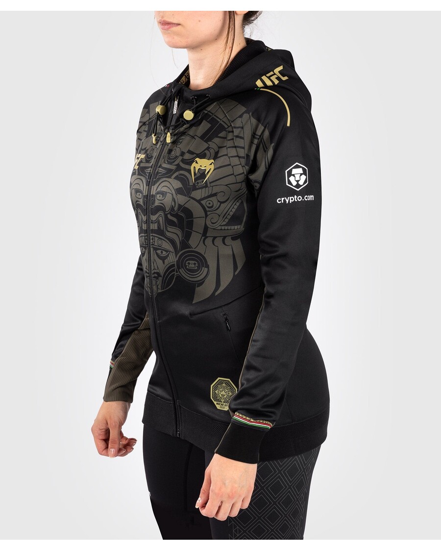 سترة بغطاء للرأس للسيدات من UFC Noche By Venum أصلية مخصصة للقتال الليلي - أسود