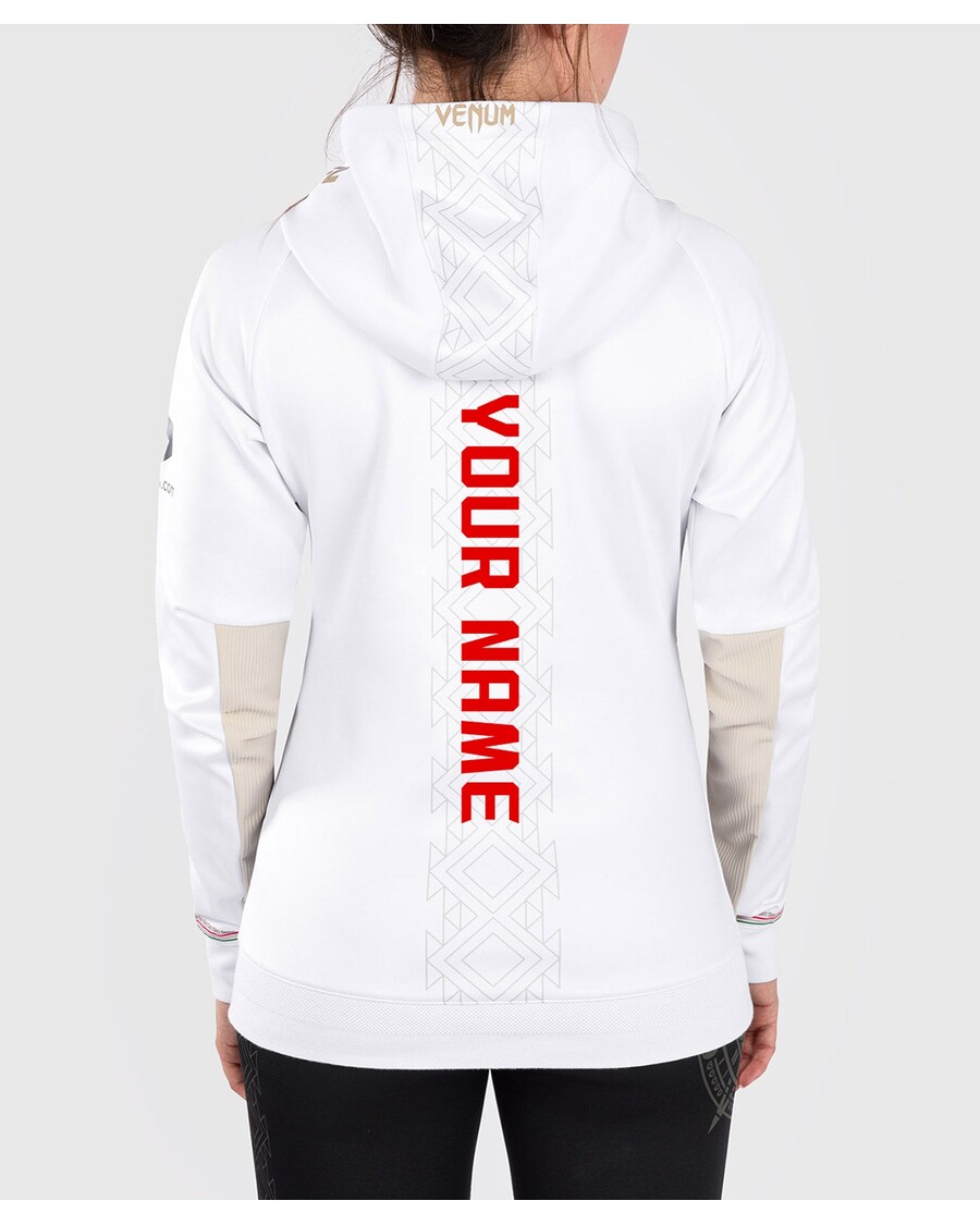 سترة بغطاء للرأس للسيدات من UFC Noche By Venum أصلية مخصصة للقتال الليلي - أبيض