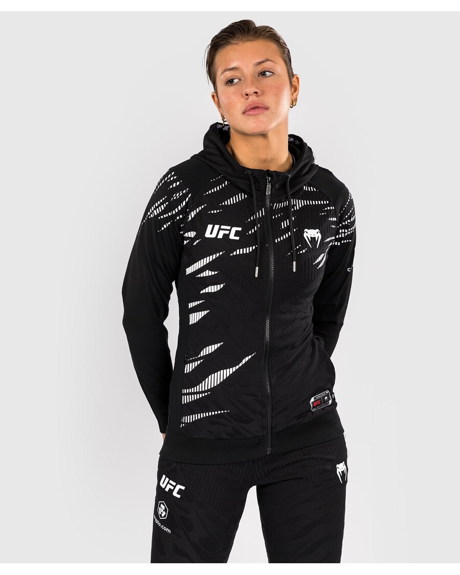 Ufc Fusion By Venum Hoodie Walkout Wanita Pertarungan Malam Autentik - Hitam