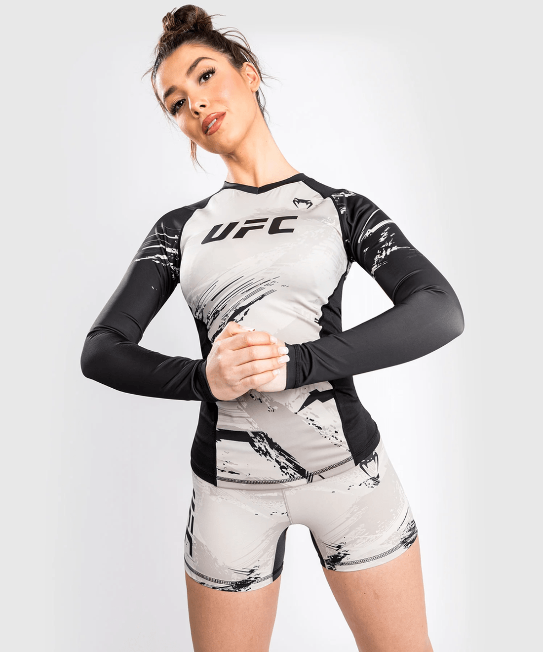 UFC Venum Authentic Fight Week Women’s 2.0 Performance Long Sleeve Rash Guard - Sand/Black