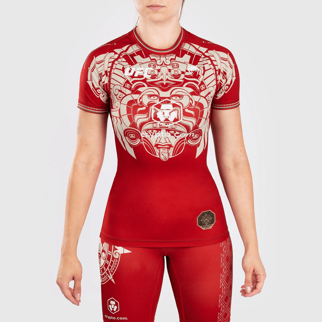 Noche UFC By Venum Authentic Fight Night Women’s Performance Short Sleeve Rashguard - Red