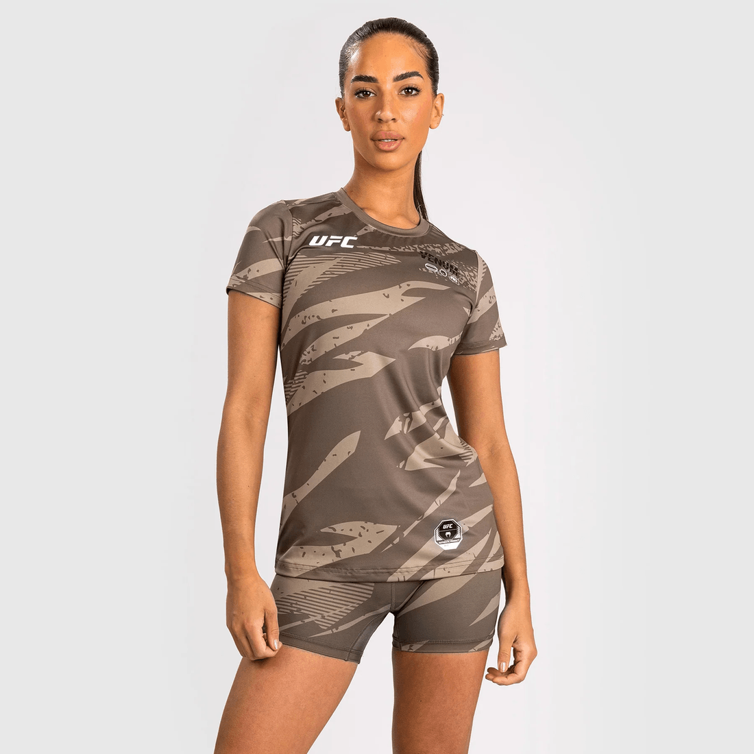 UFC Adrenaline by Venum Fight Week Women’s Dry-Tech T-shirt - Desert Camo