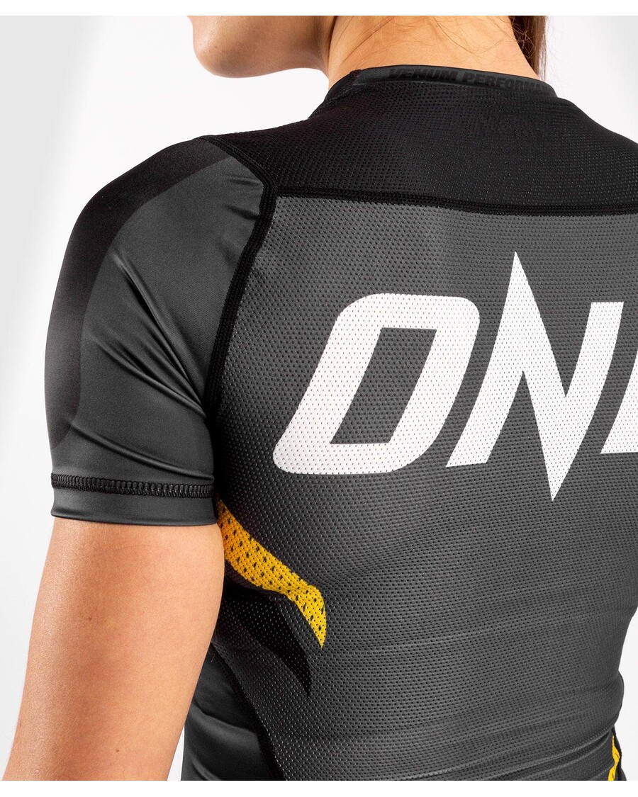 Venum ONE FC Impact Rashguard - short sleeves - for women - Grey/Yellow