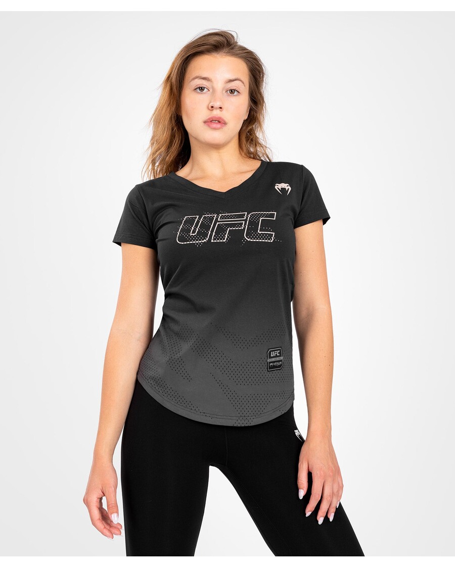 Kaos Wanita Lengan Pendek UFC Venum Authentic Fight Week - Hitam