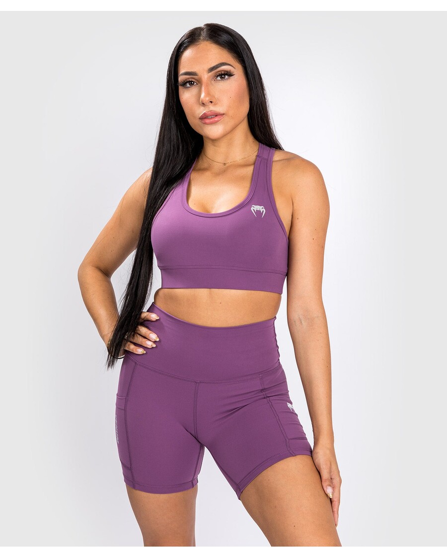 חזיית ספורט בינונית חיונית של Venum - סחלב כהה/כסף מוברש