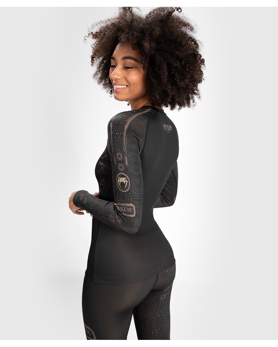 Venum žene Santa Muerte Tamna Strana - Rashguard Dugih Rukava - Crno/smeđe