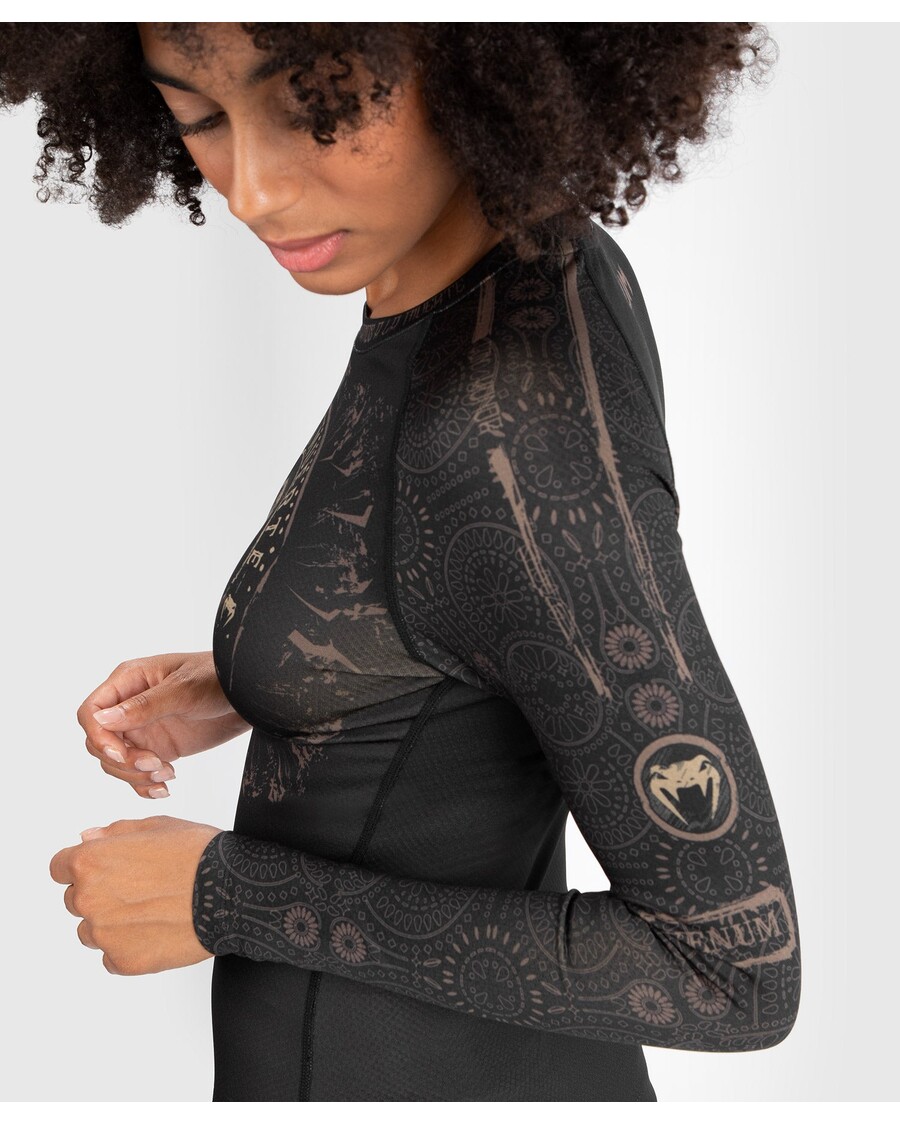 Venum žene Santa Muerte Tamna Strana - Rashguard Dugih Rukava - Crno/smeđe