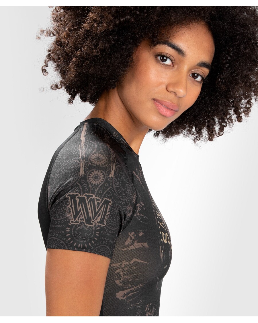 Venum Women Santa Muerte Dark Side - рашгард с къси ръкави - черно/кафяво