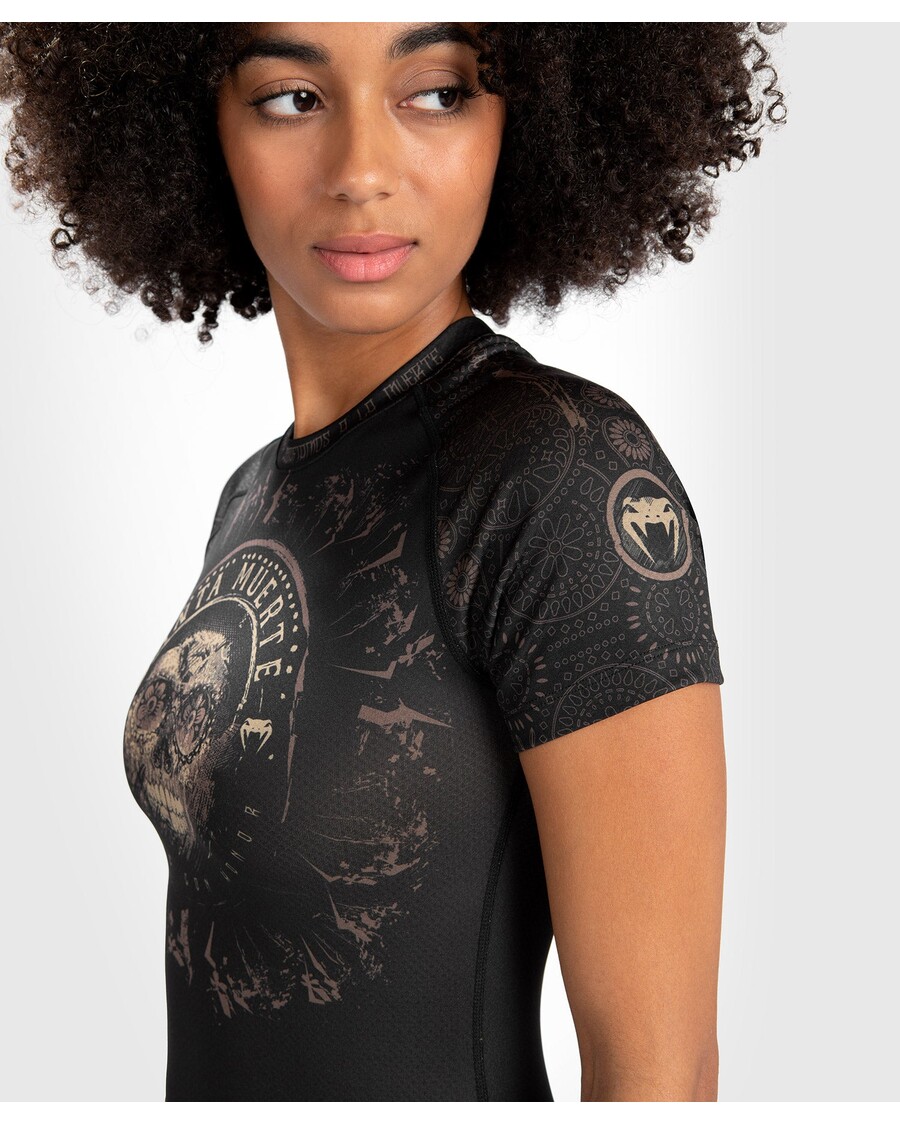 Venum Women Santa Muerte Dark Side - рашгард с къси ръкави - черно/кафяво