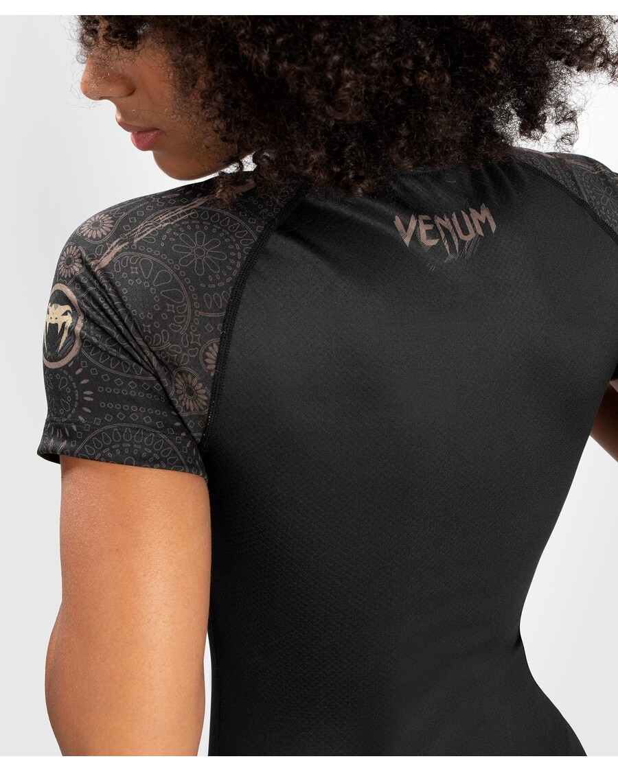 Venum Women Santa Muerte Dark Side - рашгард с къси ръкави - черно/кафяво