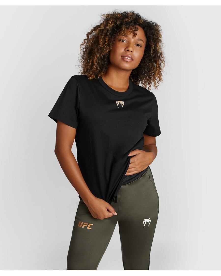 UFC アドレナリン By ヴェナム ファイト ウィーク レディース 半袖 コットン T シャツ - ブラック