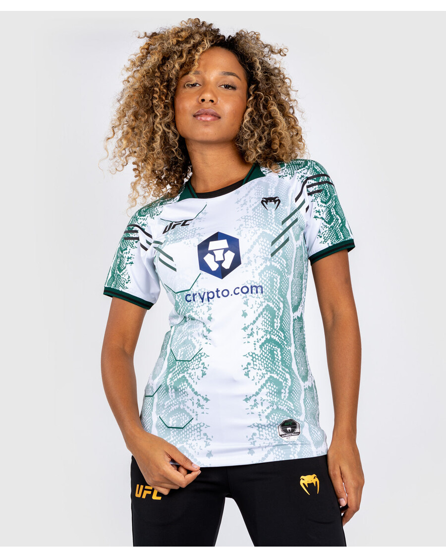 Ufc Adrenaline By Venum מותאם אישית אותנטי קרב ליל חולצה לנשים - מהדורת אמרלד - לבן/ירוק