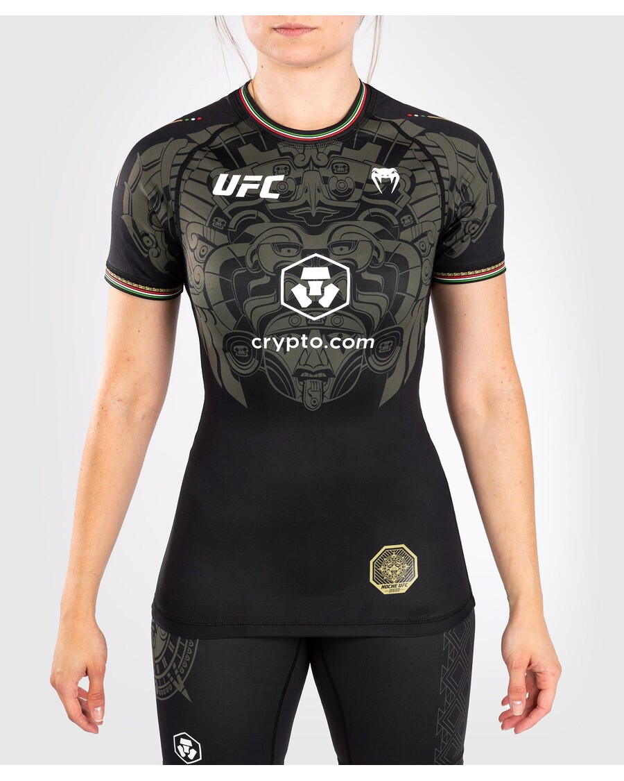 Noche UFC Oleh Venum Authentic Fight Night Rashguard Lengan Pendek Performa Wanita - Hitam